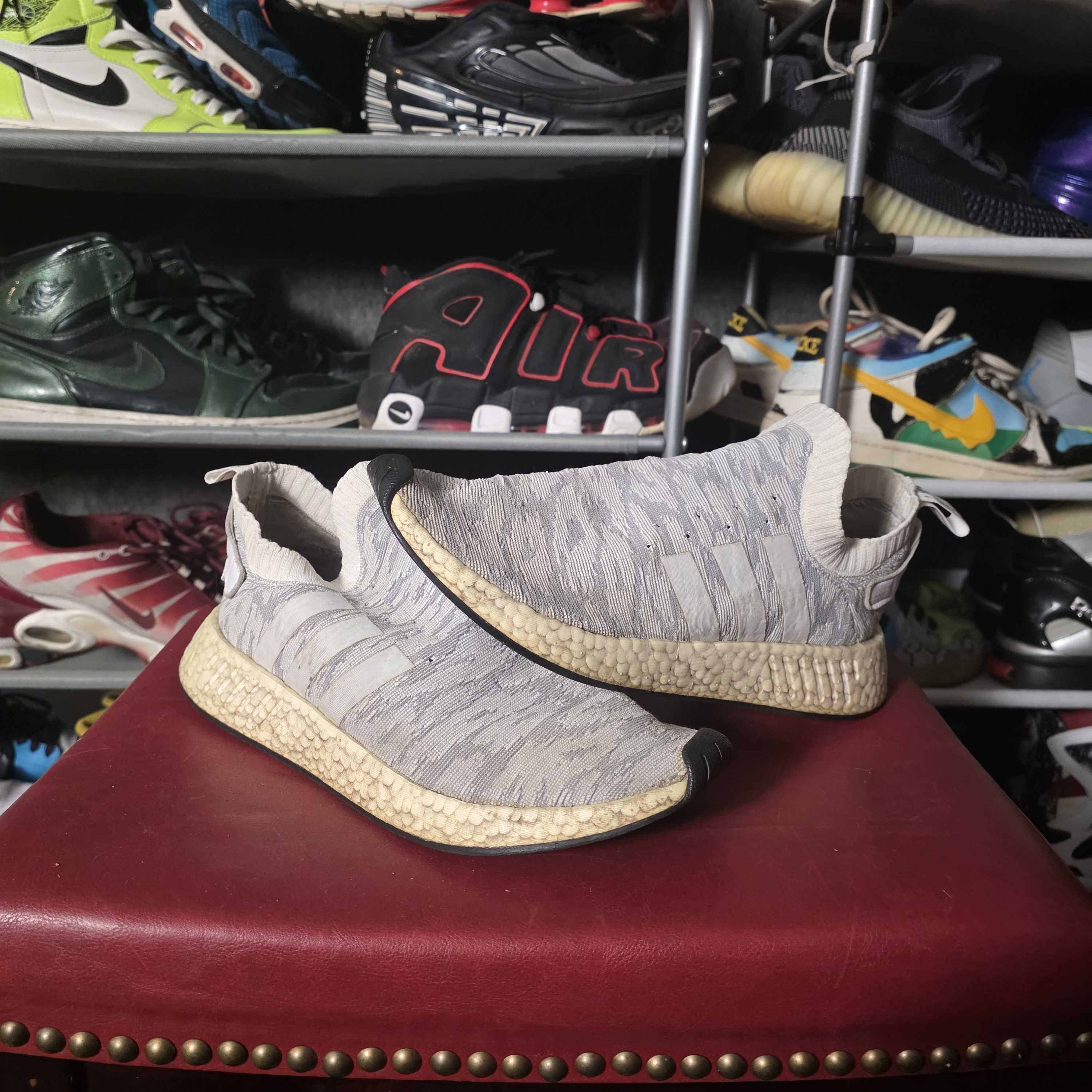 Men's Gray Orange Nmd Adidas Slip On Sneakers Size 10
